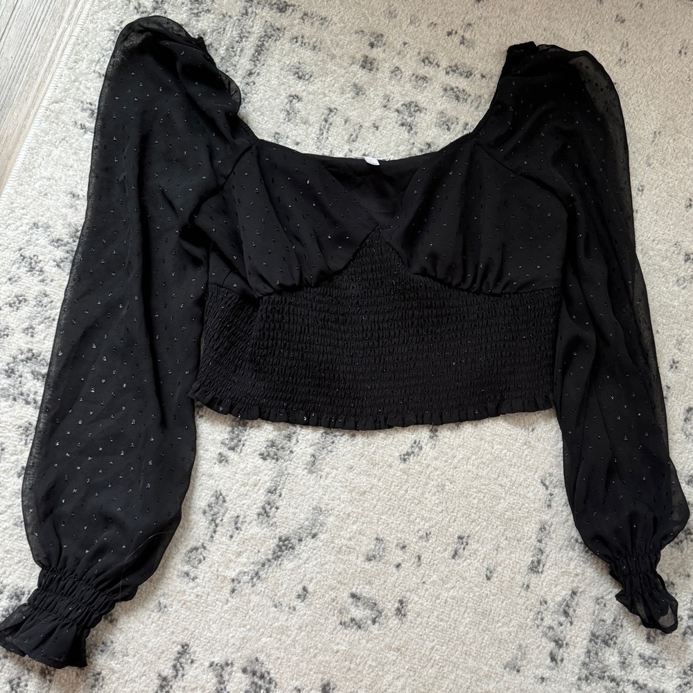 Leith Long-Sleeve Sheer Top